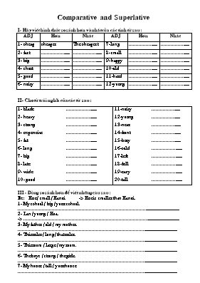 Bài tập Comparative and Superlative